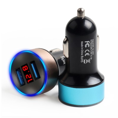 12v car charging mini usb phone charger with 2 usb port for car mount wireless charger